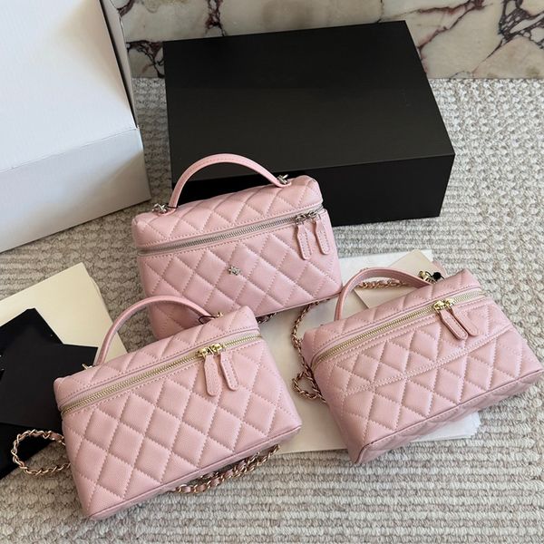 Pink Leather Vanity Crossbody Bag
