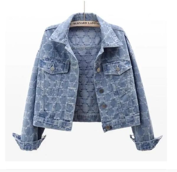 Women Denim Jackets Blue Luxury Designer Jacket Long Sleeve Lapel Neck Women Je…