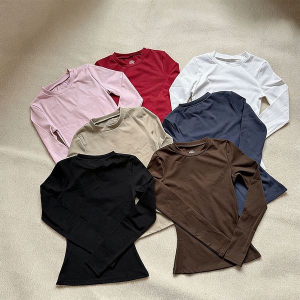 Dfynely Yoga T-shirt Slim Gym Clothes Women Soft Brushed Long Sleeve Workout Top Quick Dry Athletic Tee Fitness Running Sportswear Size XS-L