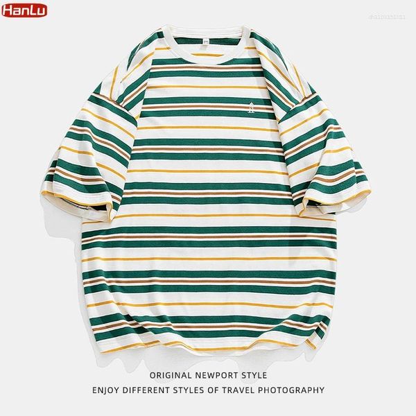 Men's T Shirts Hip Hop Streetwear Tshirt Striped Oversized T-Shirt Cotton Loose Short Sleeve Shirt 2026 Men Women Fashion Summer Tops Tees