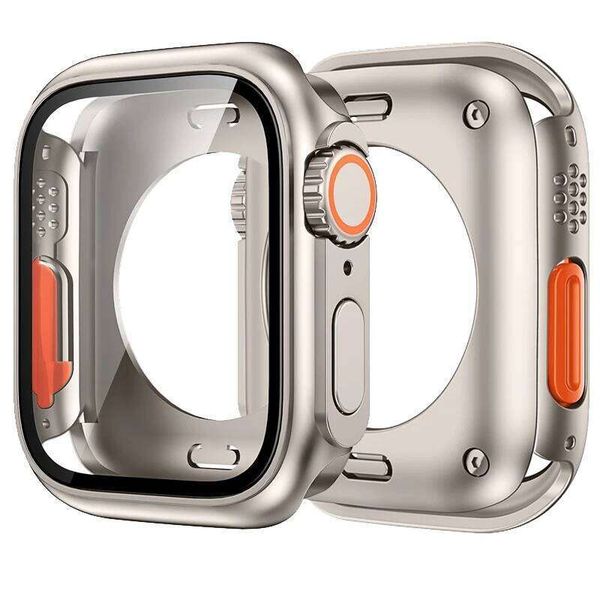 Screen Protector Cover Apple Watch 44mm 45mm 40mm 41mm Hard PC Bumper Case for iwatch Series 9 8 7 6 5 4 SE Change To Ultra