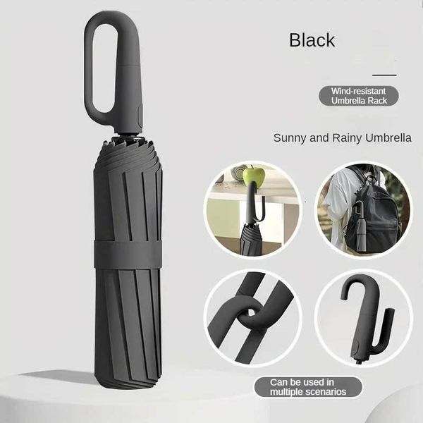 20 Bones 105cm Reinforce Ring Clasp Fully Automatic Umbrella for Men and Women Folding Windproof Strong Waterproof Sunscreen H260319