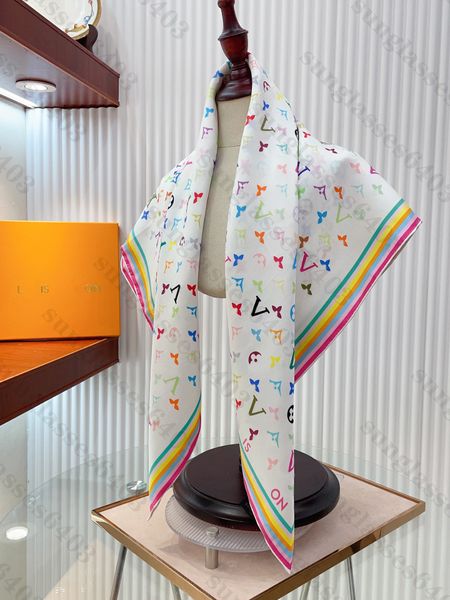 Luxury Silk Scarfs Designer Women Multicolor Square Scarves…