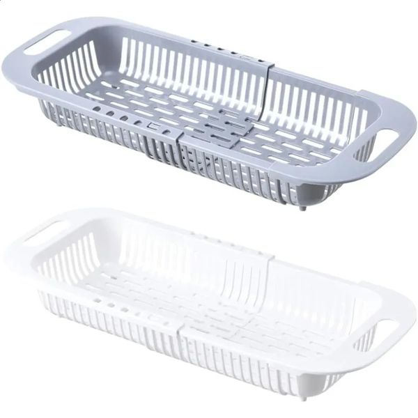 Extendable Over the Sink Colander Fruits and Vegetables Drain Basket Adjustable Strainer Sink Washing Basket for Kitchen 260320BJ