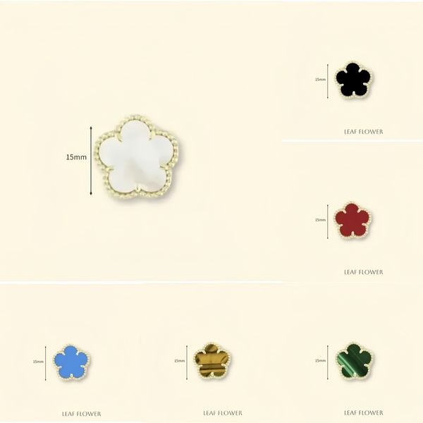 Designer earrings four leaf clover earrings designer for women stud earings Mother of Pearl designer jewelry white woman luxury earrings gold color retro 15mm