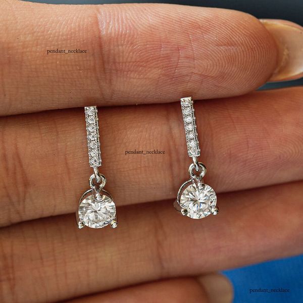 Jewelry Hip Hop Hot-Selling S925 Sterling Silver Moissanite Round Tassel Luxury Inlaid Hip Hop Style Unisex Earrings
