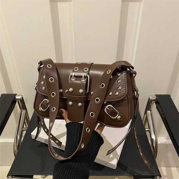 Y2k New Single Shoulder Crossbody Bag Trendy and Cool Texture Spicy Rivets Fashionable and Personalized Design Armpit BagsZ260316 Z260321