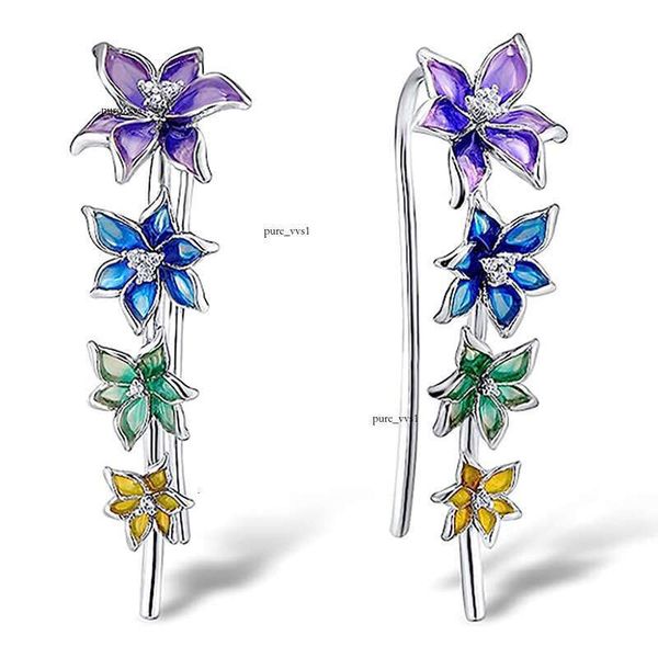 Fashion Floral Trumpet Flower Earrings for Women Lily Blossom Sweet Accessories Exquisite and Popular Bestseller