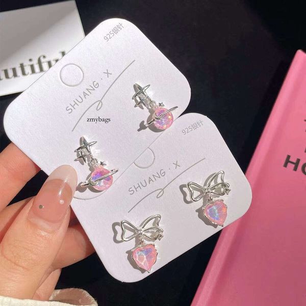 Unique Bow Earrings for Women, Trendy Aurora Pink Planet Earrings, Sweet and Versatile Ear Accessories