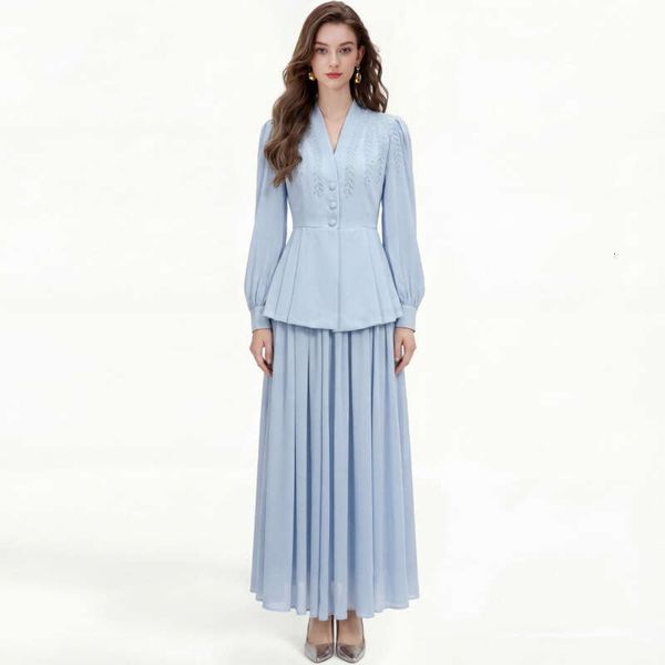 Designer Chinese style women's professional suit 2026 spring h28 new heavy three-dimensional embroidered jacket and pleated skirt