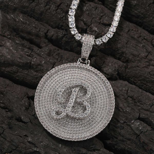Style Creative New AB Disc Letter Pendant Hip Hop Ice with VVS moissanite Trendy Brand Men's Fashion Street Custom Necklace