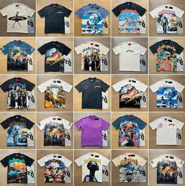 God Speed men shirt designer t shirt mens t shirt graphic tee clothe classical hipster fabric cotton Street graffiti Letter foil print Vintage washed black tee US S-XL Z
