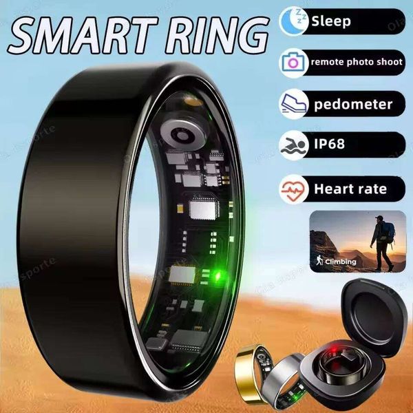 New Heart Rate Blood Pressure Sleep Monitoring Motion Tracking Ip68 Waterproof Men Women Smart Ring Holiday Gift