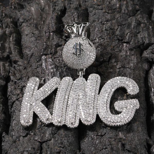 Hip Hop Ice with VVS moissanite Vintage Cute New Dollar Sign Buckle Fat Body Letter Splicing Custom Necklace European and American Fashion Trend Jewelry