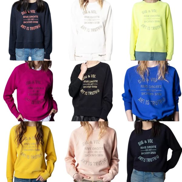 Classic ZV Women Embroidery Sweatshirts Crewneck Cotton Designer Hoodie Fashion Comfy Casual Sweater Pullover Jumpers