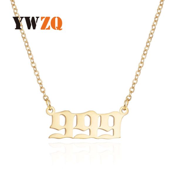 supply of lucky number titanium for women niche gold versatile 111-999 925 Sterling Silver 14K Gold necklaces wholesale