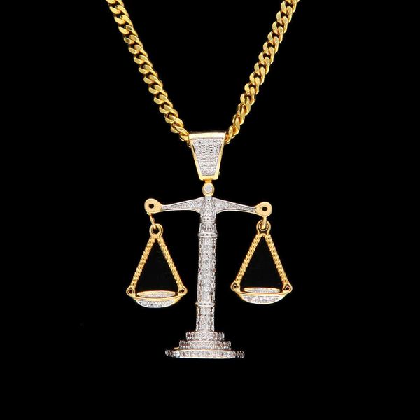 Hip-Hop Ice with VVS moissanite Trend Brand High-Quality Two-Tone Inlaid Moissanite Pure silver Pendant Libra Necklace Street Dance Accessories