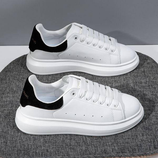 Fashion Shoes White Platform Sneakers with Black Heel for Men Women Teens Thick Sole Casual Walking Shoes for Daily We All-Season Free shipping Size 35-45