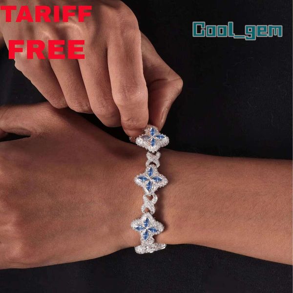 Fashionable Pink Blue Colorful Clover Bracelet Necklace Iced Out Brass Vvs Moissanite Diamond Chain Adjustable Women For Gifts Bracelet