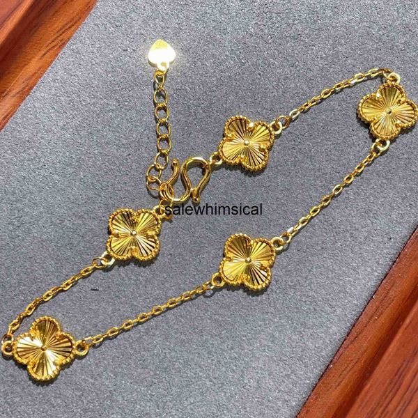 Elegant Four-Leaf Clover Charm Bracelet - 14K 18K Gold Plated Chain with Sparkling Crystal Accents - Handmade Cuff Bracelet for Men and Women's Luxury Jewelry PL96