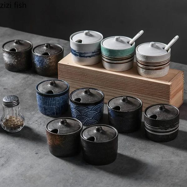 Vintage Ceramic Seasoning Jar Creative Salt Jar Sugar Jar Pepper Jars Spice Jars Seasoning Storage Container Home Seasoning Tool 260316