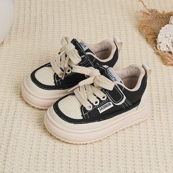 Kids Fashion Sneakers Black Beige Easy On/Off Toddler Shoes Lightweight Breathable Non-Slip Kids Walking Shoes for Play & School Free shipping