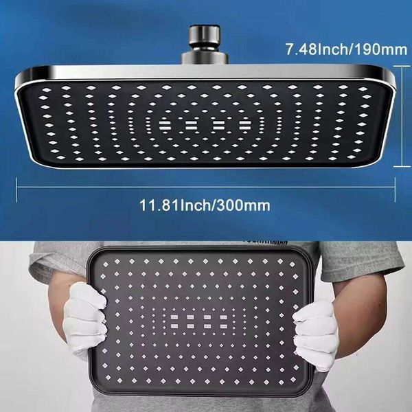 New 30cm Size High Pressure Overhead Large Flow Booster Rain Shower Head 360 Rotation Water Saving 26Y0325