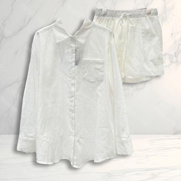 Women's Linen Shirt And Shorts Set - Lightweight And Breath…