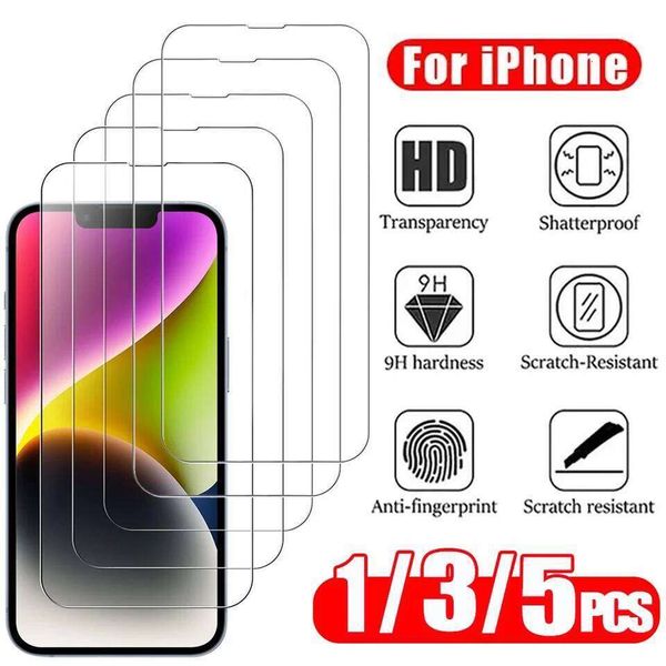 1~5PCS HD Tempered 16 17 Pro Max 17e 16e 15 14 12 Screen Protector Film For iPhone 11 13 Mini Glass 26L0325