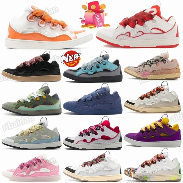 Sneakers Designer Curbs Sneakers Casual Shoes Leather Men Shoe Lavisn Women Pur…