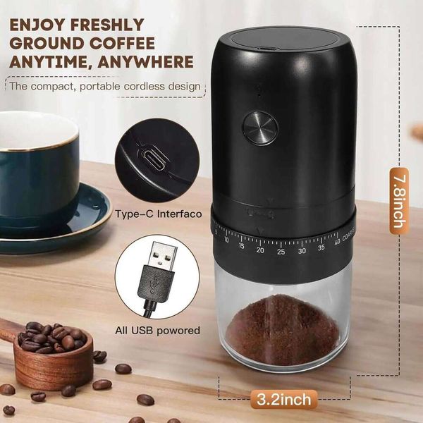 DHgate Bean Rechargeable 40 Gears External Adjustable Household Portable Hand-Pour Electric Mini Coffee Grinder sold by DHgate