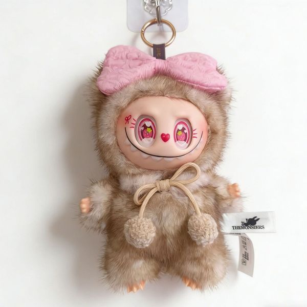 High qulity labubu keychain labubu doll Blind box doll with box Figure Face doll clothes Bag Charms Doll Keychain