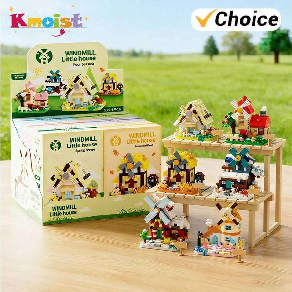 DIY Building Blocks Set Assembly Windmill House Toys Children's Educational Bricks Block Toy Home Decor Kids Birthday Gifts