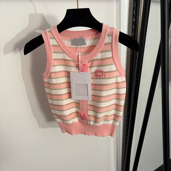 Contrast Color Knit Tanks Women Y2K Style Striped Knitted Vest Designer Summer Vintage Casual Slveless Tank Top Z260512