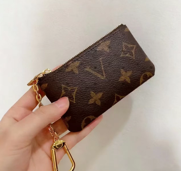Luxury Designer Keychain Fashion Womens Mini Wallet High Quality Genuine Leathe…