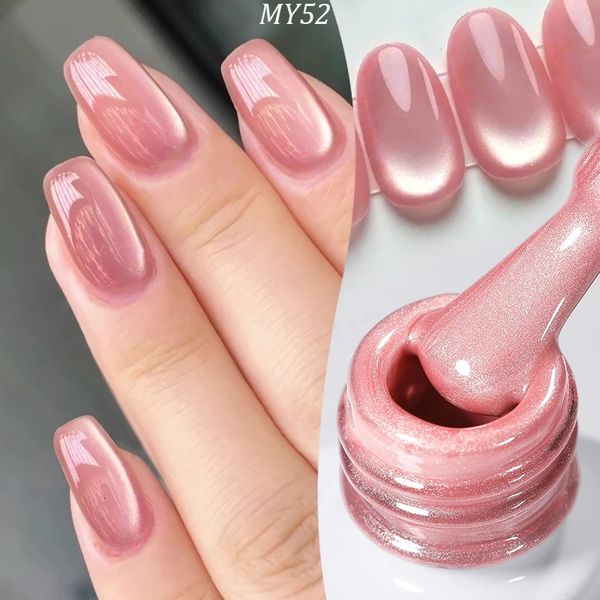 10ml Pink Glass Bead Cat Magnetic Gel Nail Polish Spring Moonlight Jelly Crystal Semi anent Soak Off Manicure 260305