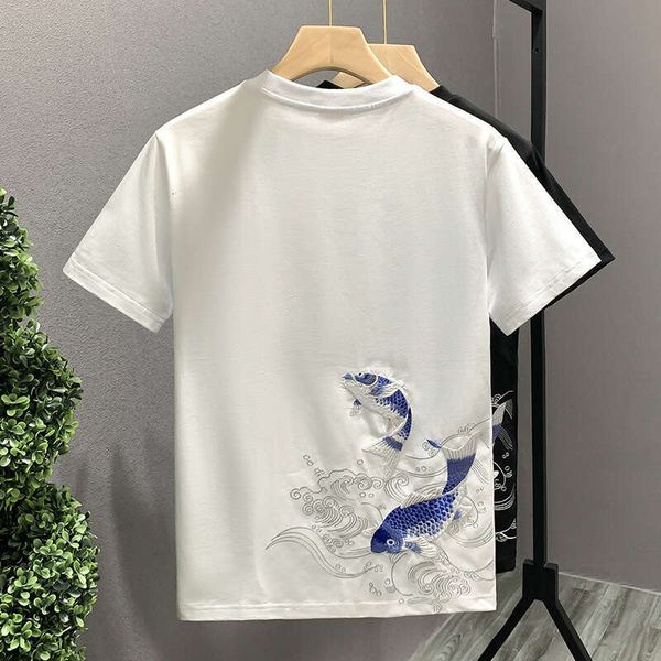 European Heavy Embroidery Short Sleeve T-Shirt Men