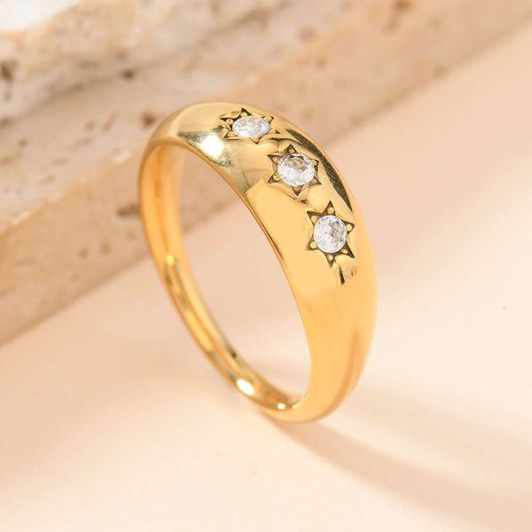 Best-selling Sterling Silver 14K 18K Gold rings Moissanite Jewellery cast colourful hexagram rings minimalist titanium steel non-fading jewellery wholesale