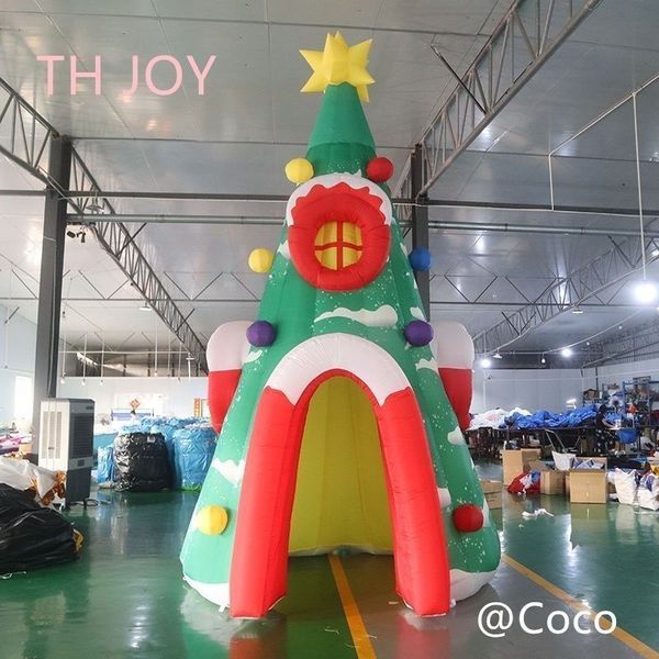 Outdoor activities 4.5mLx4.5mWx8mH (15x15x26ft) outdoor Giant Christmas Inflatable Tree, inflatable Christmas house with light for decoration