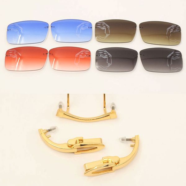 Leopard Series Lens Luxury 3.0 Lens Square Rimless Sunglasses Lens Fashion Accessories With C Decoration Metal Attachment Red Lens or Blue Lens or Brown Lens Gray lens