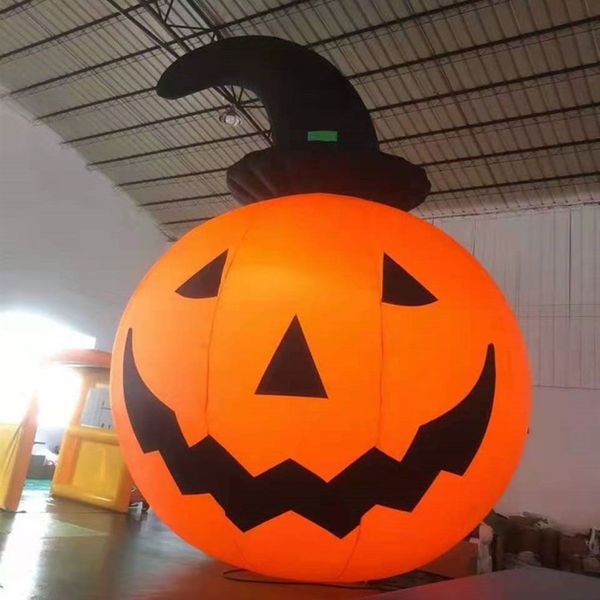 wholesale Selling affordable Giant outdoor Halloween inflatable Pumpkin Decorations with black hat
