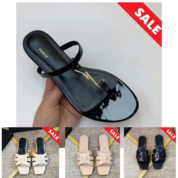 Designer Slippers Tribute Rubber Slides Metal buckle Leather Flat Heels Claquette For Female Womens Summer Outdoor Shoes Fashion Sandals Sandles 35-42 Flip Flops