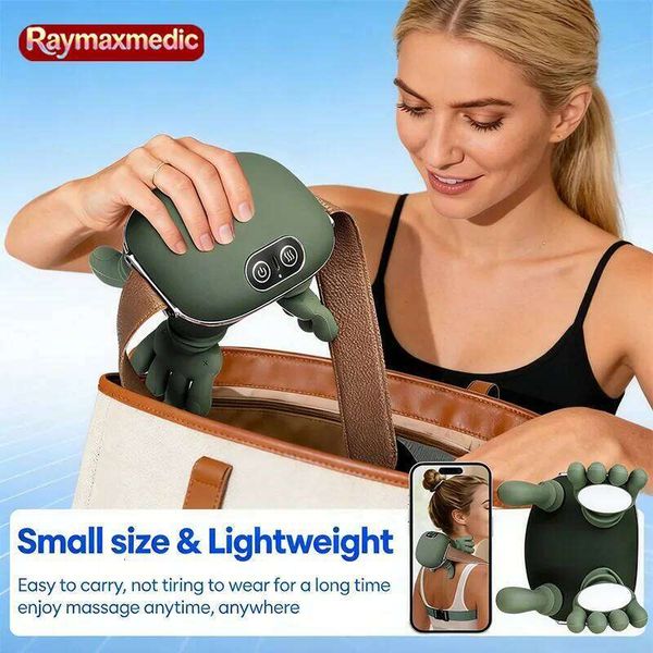 Raymay Heated Shoulder Back Massager 3-Level Electric Massagers Kneading Muscles Massage Pillow For Neck Waist Leg Body Use