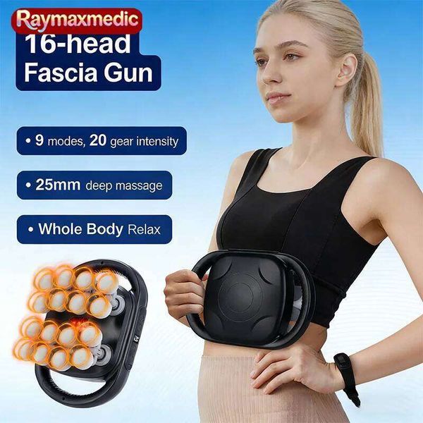 Raymax 16 Head Fascia High Frequency Neck Shoulder Waist Machine Professional Muscle Massage Gun