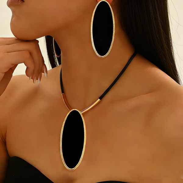 popular black Roman pattern disc necklace and earring — compare prices at CompareOffers