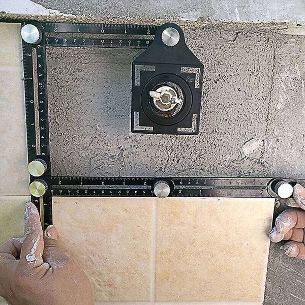 6 Fold Angle Measuring Ruler Aluminum Alloy Perforated Template Construction Tool for Tile Hole Drilling Guide