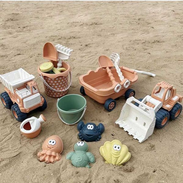 Children Sand Water Play Set Toys For Kids Trolley Bulldozer Beach Bucket Shovel Hand-Pulled Sand Truck Summer Seaside Sand Toys X260504