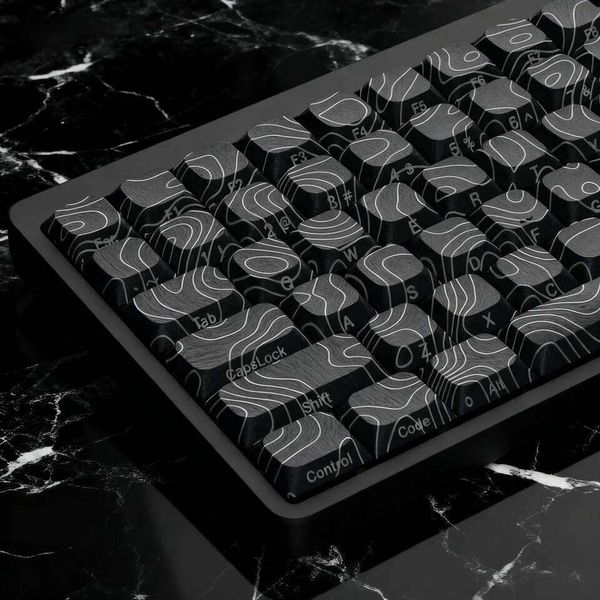 120-Key Low Profile Keycap Black Contour Dye-Sublimation PBT Keycaps for MX Switch Mechanical Keyboard S260430