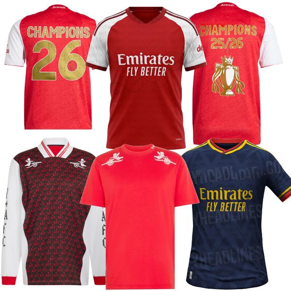 26 27 SAKA RICE GYOKERES Soccer Jerseys ODEGAARD HAVERTZ ZUBIMENDI SALIBA arsenally 26 27 MARTINELLI Madueke G.JESUS GABRIEL 2026 Football Shirt Men Kids Sets Kit