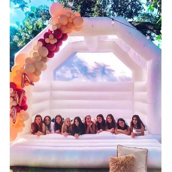 White wedding inflatable bouncy house tent inflatables jumping bounce castle for sale with blower